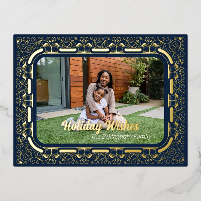 Ferien Wünsche Filigree Gerahmtes Foto Postkarte (Vorderseite)