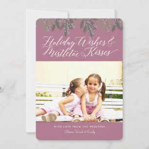Ferien Wünsche & Mistletoe Kisses Weihnachts-Foto Feiertagskarte