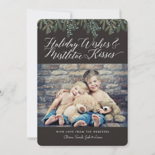 Ferien Wünsche & Mistletoe Kisses Weihnachts-Foto Feiertagskarte