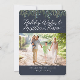Ferien Wünsche & Mistletoe Kisses Weihnachts-Foto Feiertagskarte