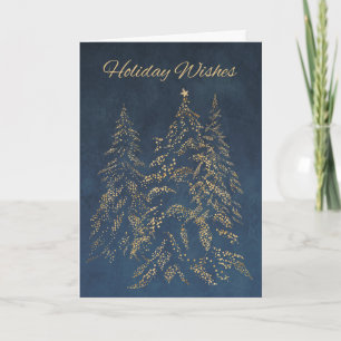 Ferien wünscht Golden Looking Trees on Dark Blue Karte