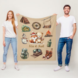 Ferien Xmas Couple Adventure Teddy Bear Fox Beige Fleecedecke