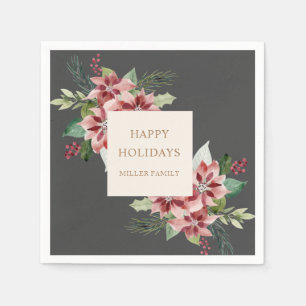 Feriengrün poinsettia Weihnachten Party Serviette