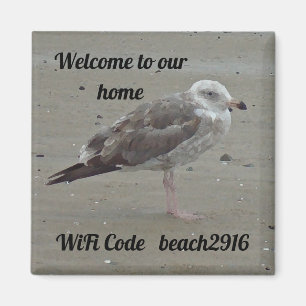 Ferienhaus am Meer Seemöwe Willkommen WLAN Code Magnet