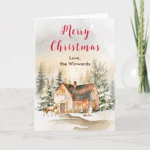 Ferienhaus im Winter Frohe Weihnachten