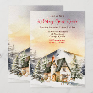 Ferienhaus im Winter Open House Einladung