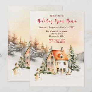 Ferienhaus im Winter Open House Einladung