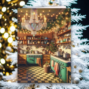 Ferienhaus Kitsch Weihnachten Retro Karte