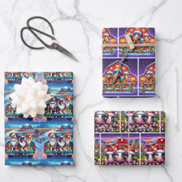 Ferienhaus Kuh Hunde Pferde und Kühe Weihnachten Geschenkpapier Set