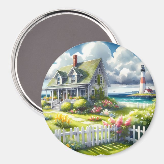 Ferienhaus mit Blick auf den Leuchtturm Magnet (Vorderseite/Rückseite)