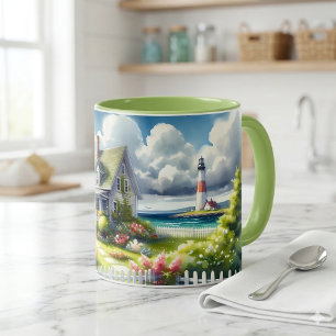 Ferienhaus mit Blick auf den Leuchtturm Tasse