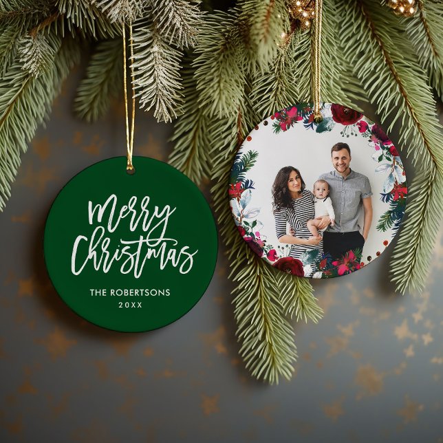 Ferienhaus Weihnachtskranz Personalisiertes Foto Keramik Ornament (Von Creator hochgeladen)
