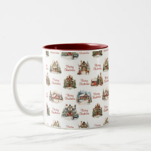 Ferienhäuser Frohe Weihnachtsmuster Zweifarbige Tasse