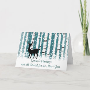 Ferienkarte für Hirsche und Weiße Birken Feiertagskarte