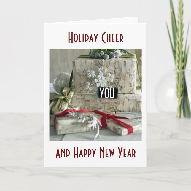 FERIENKÄSE/GLÜCKLICHE NEUJAHRESPRÄSENTE GALOUR FEIERTAGSKARTE (Vorderseite)