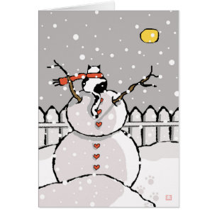 Ferienkatze Snowman Snowy Night