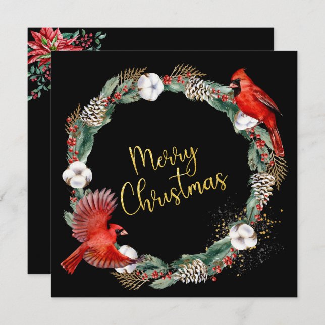 Ferienkrieg, Rote Kardinal - Weihnachten Karte (Vorne/Hinten)
