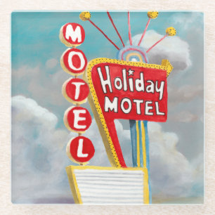 Ferienmotel-Schild Glasuntersetzer