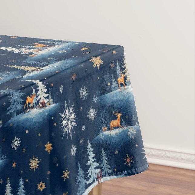 Ferientoilette, Bäume Hirsch und Schneeflocken Tischdecke (Beispiel)