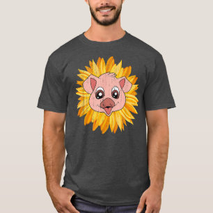 Ferkel Bauer Farm Tier Lover Gelbe Sonnenblume C T-Shirt