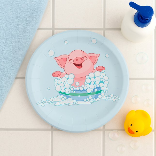 Ferkel beim Baden Pappteller (Von Creator hochgeladen)