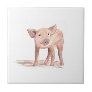 Ferkel Schwein Bauernhof Tiere Bauernhof Aquarell Fliese