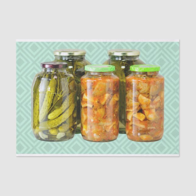 Fermentiertes Gemüse in Jars Seidenpapier (Vorderseite)