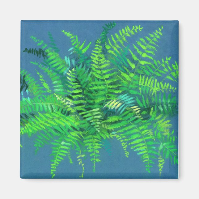 Fern Blätter, pteridophyt, Blumenkunst blau & grün Magnet (Vorne)