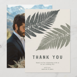 Fern Botanical Modern Minimal Woodland Wedding Dankeskarte