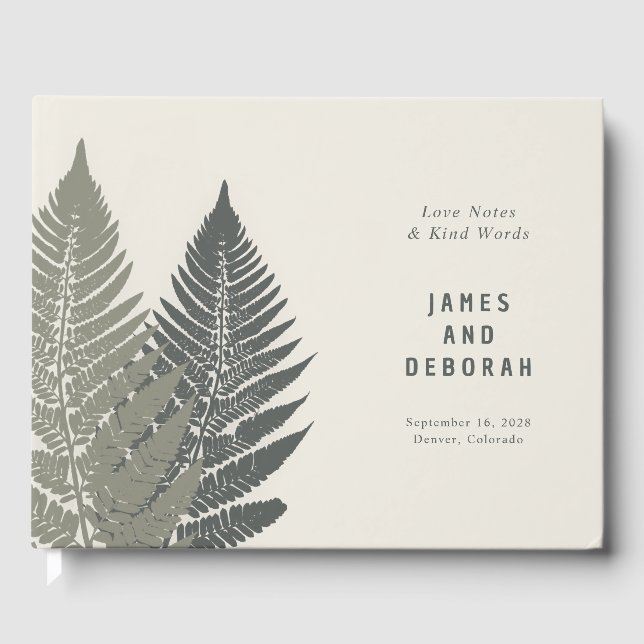 Fern Botanical Modern Minimal Woodland Wedding Gästebuch (Vorderseite)