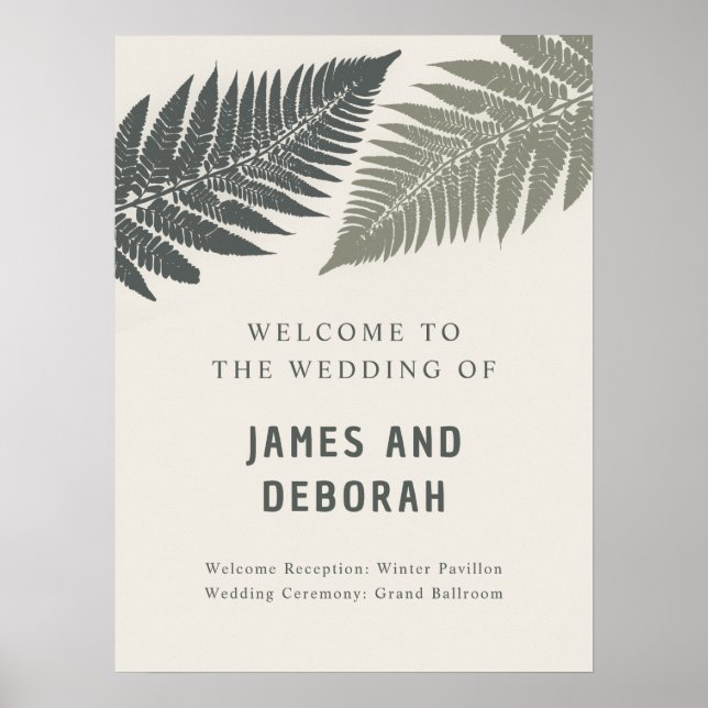 Fern Botanical Modern Minimal Woodland Wedding Poster (Vorne)