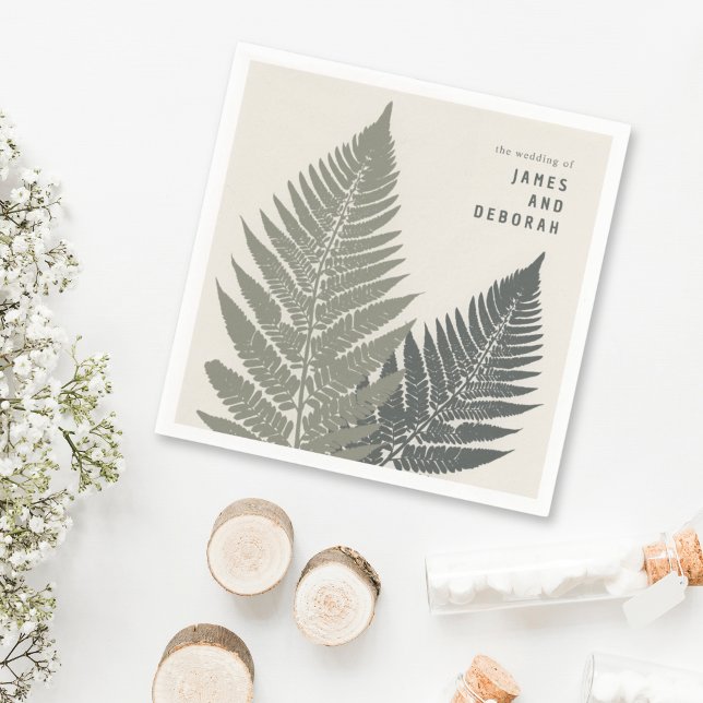 Fern Botanical Modern Minimal Woodland Wedding Serviette (Von Creator hochgeladen)