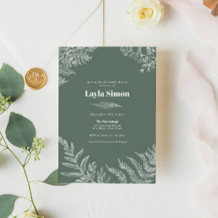 Fern Botanical Sage Bridal Dusche Einladung