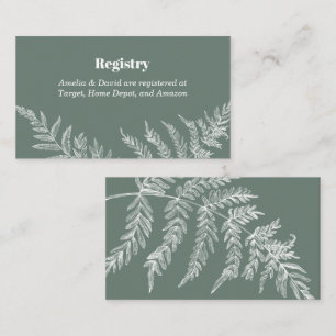 Fern Botanische Bridal Registrierungskarte Visitenkarte