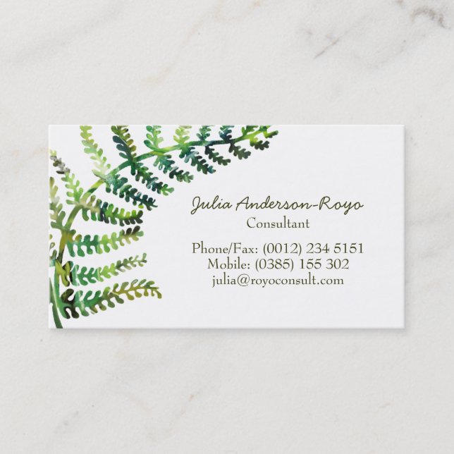 Fern Business Card Visitenkarte (Vorderseite)