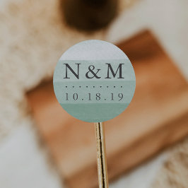 Fern | Dip Dye Watercolor Wedding Monogram Runder Aufkleber