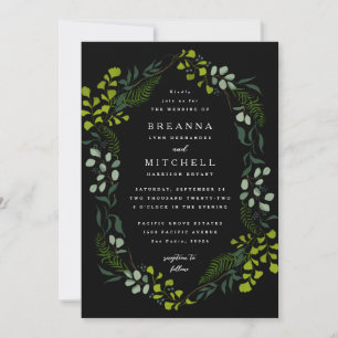 Fern Eucalyptus Hand Gezeichnet Greenery Black Wed Einladung