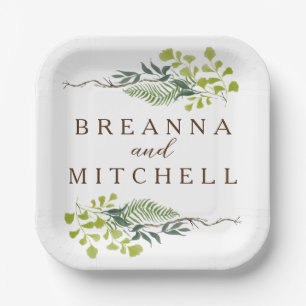 Fern Eukalyptus Hand Gezeichnet Grüne Hochzeit Pappteller