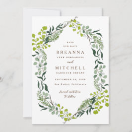 Fern Eukalyptus Hand Gezeichnet Grüne Hochzeit Save The Date
