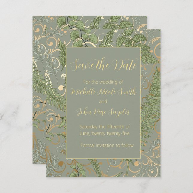 Fern Floral Muster Save The Date (Vorne/Hinten)