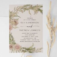 Fern & Floral Wedding | Boho Soft Warm Taupe + QR