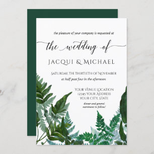 Fern-Foliage-Hochzeit in Wald Einladung