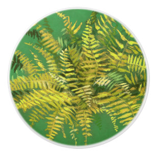 Fern, Fronten, Blumengrün, goldgelb Keramikknauf