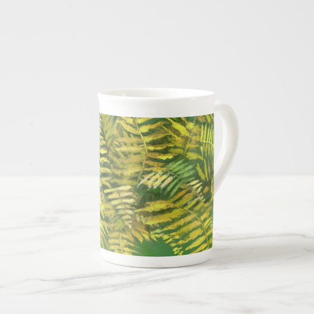 Fern, Fronten, Blumengrün, goldgelb Prozellantasse (Vorderseite Rechts)