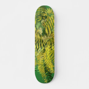 Fern, Fronten, Blumengrün, goldgelb Skateboard