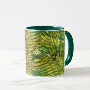 Fern, Fronten, Blumengrün, goldgelb Tasse