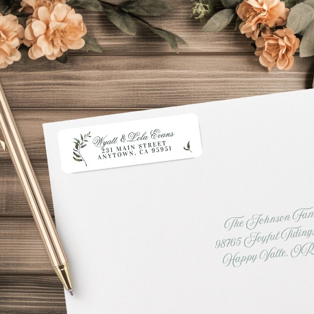 Fern Green Willow Branch Elegante Hochzeit (Fern Green Willow Branch Elegant Return Address Labels)