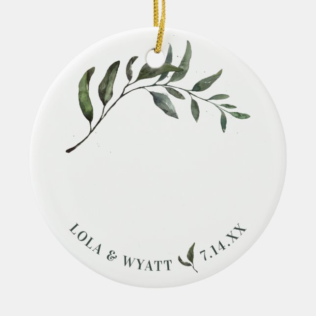 Fern Green Willow Branch Elegante Hochzeit Keramik Ornament (Vorne)