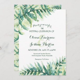 Fern Greenery Watercolor Einladung zur Hochzeit