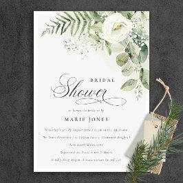 Fern Greenery White Floral Brautparty laden Dankeskarte